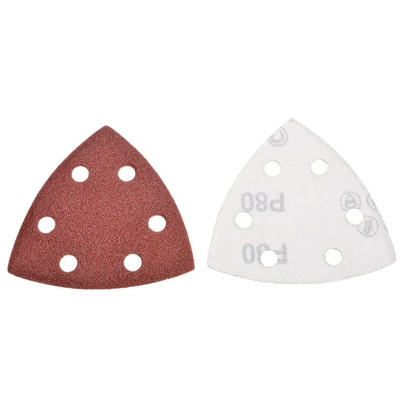 20 Pcs 90*90*mm 6 Hole Sanding Sheets Triangle Red Sandpaper Hook & Loop 40 -240 Grits Abrasive Sanding Disc For Wood Sanding