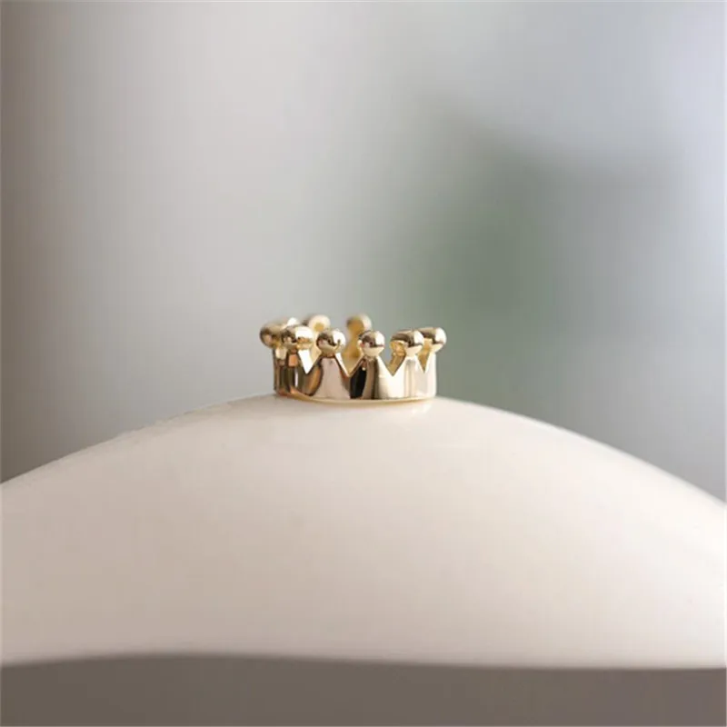 925 Sterling Silver Lovely Temperament Crown Earrings for Women 14K Gold Plated Wedding Jewelry Gift