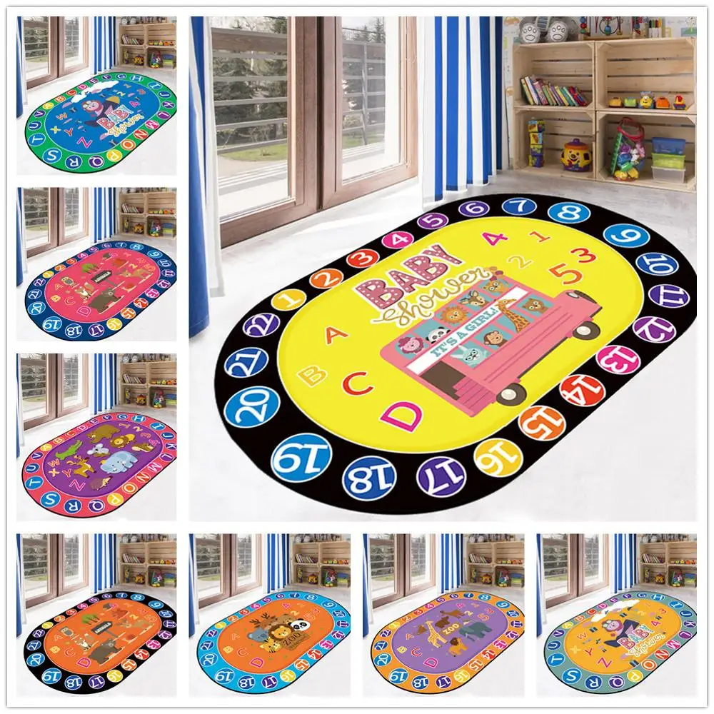 

Fashion Oval 3D Printed Children carpets for Living room Home Decor carpet Child bedroom Crawl Floor Mat Kids Room Play Area Rug