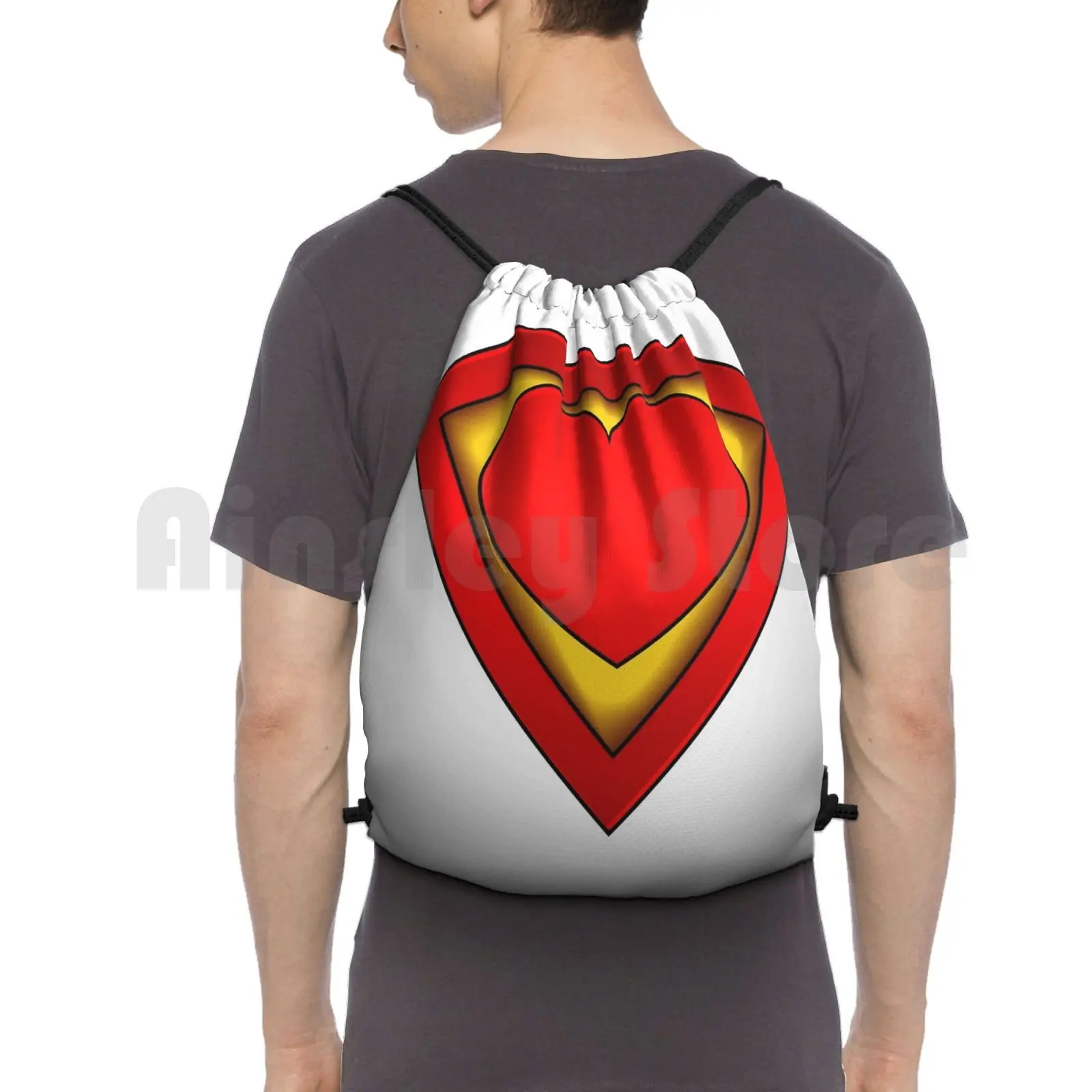 Superhero With Heart Backpack Drawstring Bags Gym Bag Waterproof Hero Movie Superhero Heart Love People