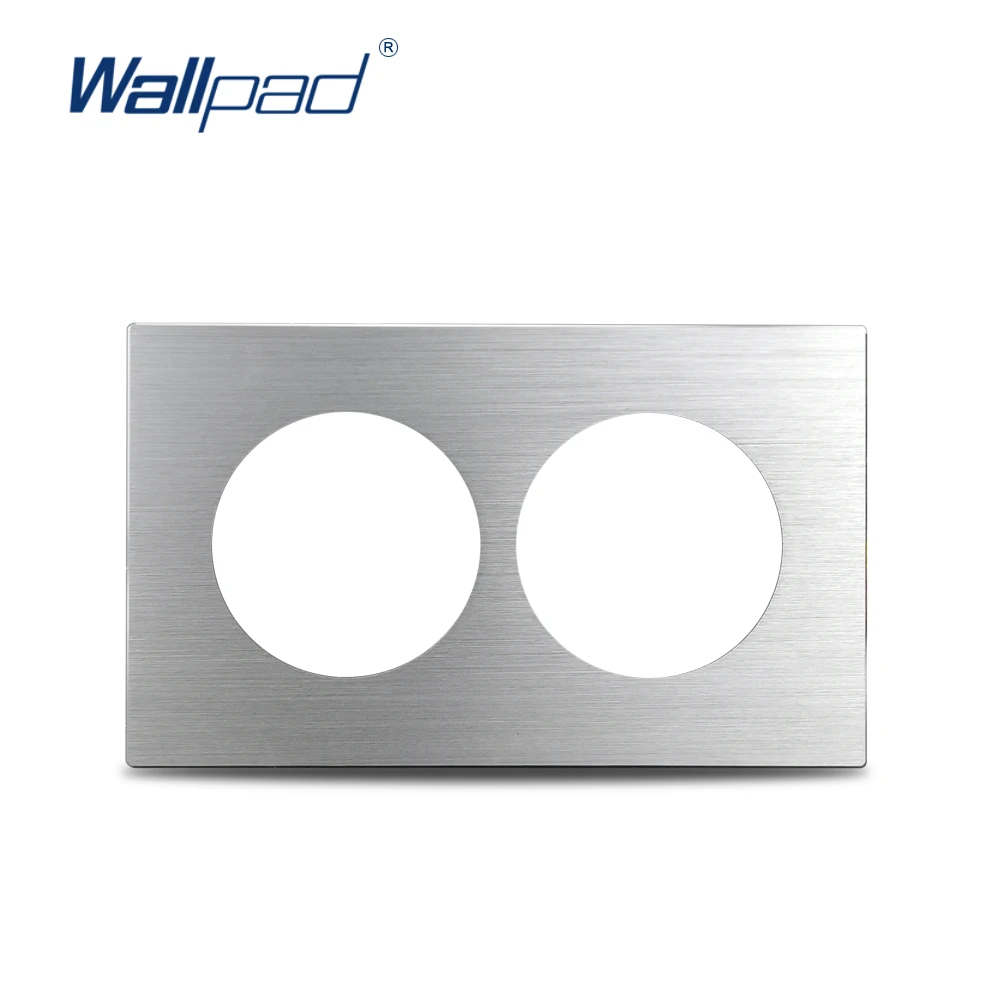 Wall Switch Socket Plate Double Brushed Aluminum Frame Black Silver Gold Brown For L6, 146 * 86mm