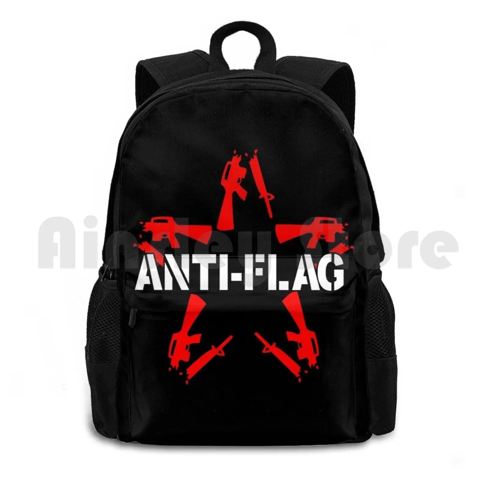 Red Punk Stars Outdoor Hiking Backpack Riding Climbing Sports Bag Britpop Soul England English Musician Band Punk Hardcore