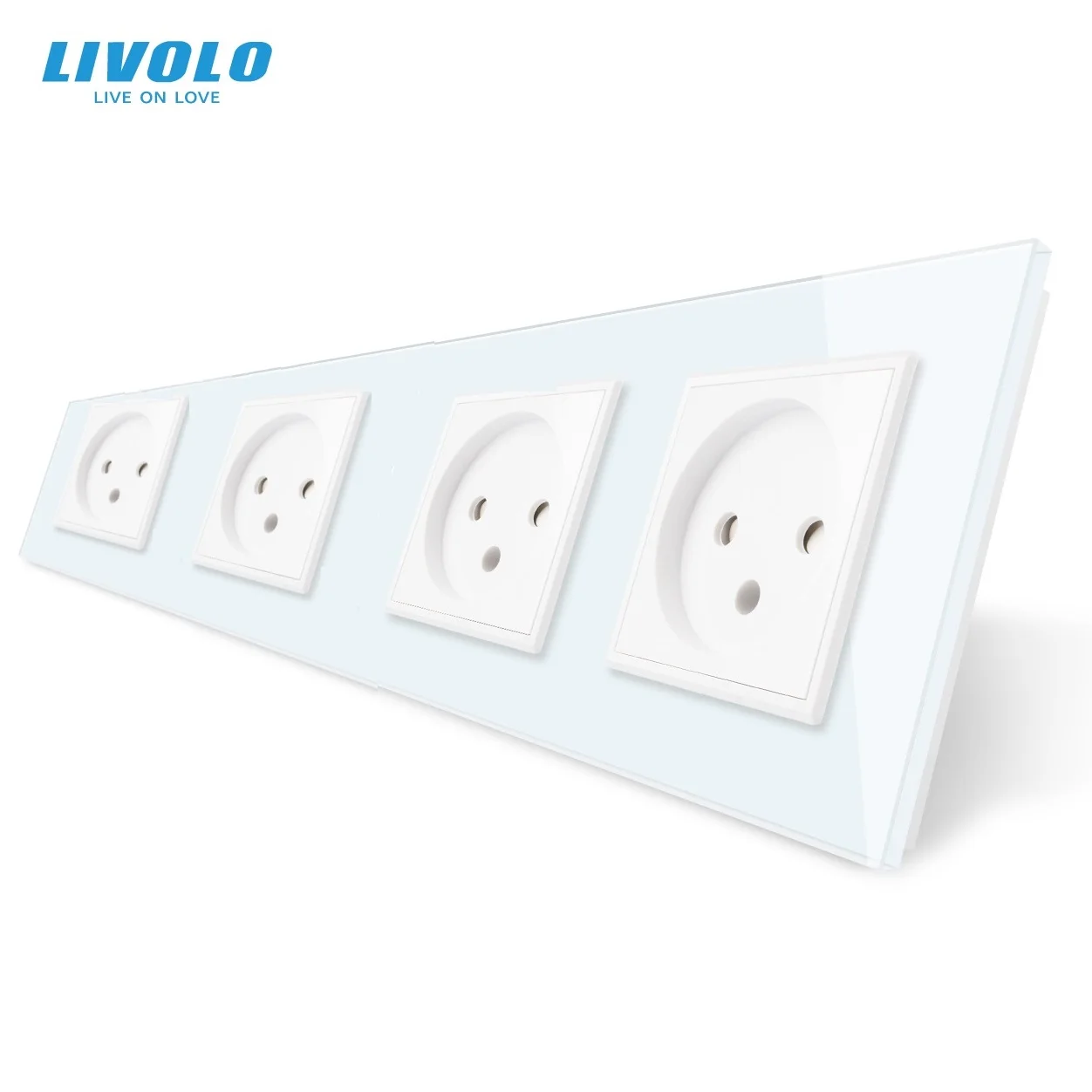 

New Livolo Israel Power Socket, White Crystal Glass Panel, AC 100~250V 16A Wall Electric Plug Outlet, VL-C7C4IL-11