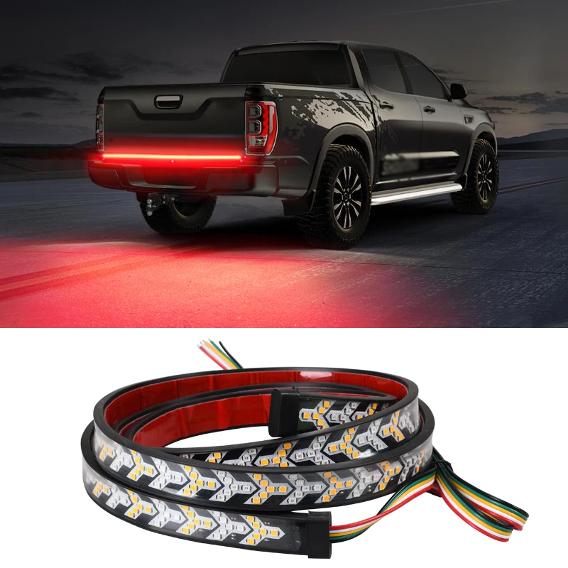 

12V Car Brake Turn Light Warning Signal Flexible LED Strip Rear Tail Running Reverse Double Flash Red Lights Multi-purpose