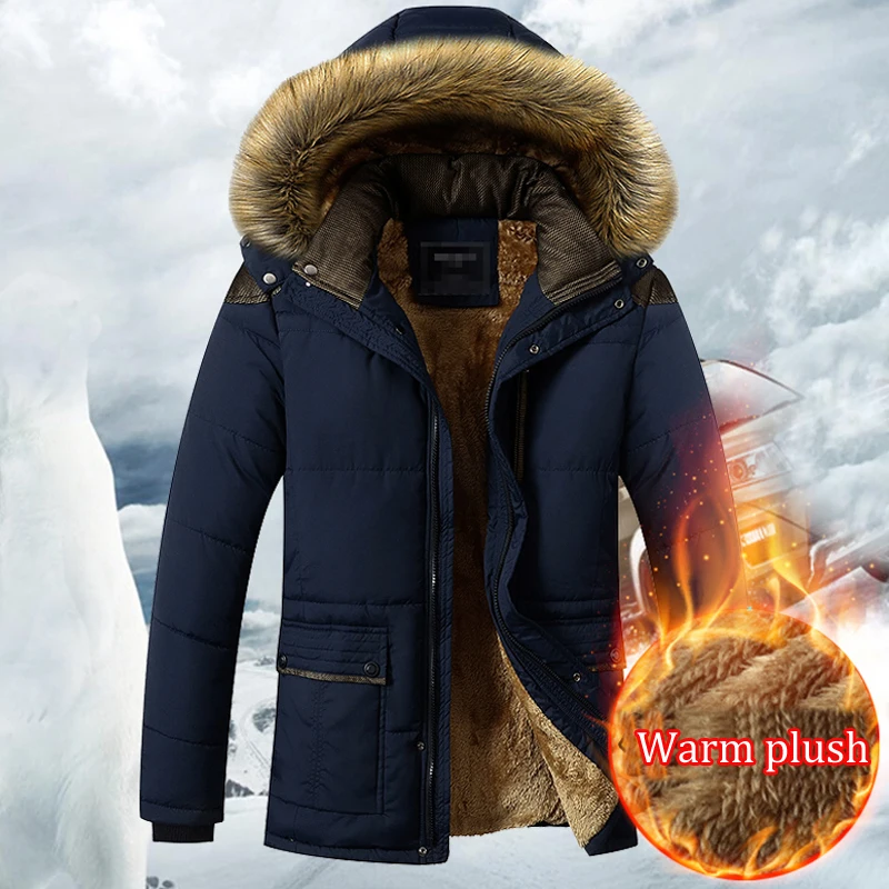 2021Winter Thick Warm Parka Coat Men Fleece Hooded Men Winter Jacket Coat Military Cargo Jackets Mens Plus Size 8XL Velvet Coat