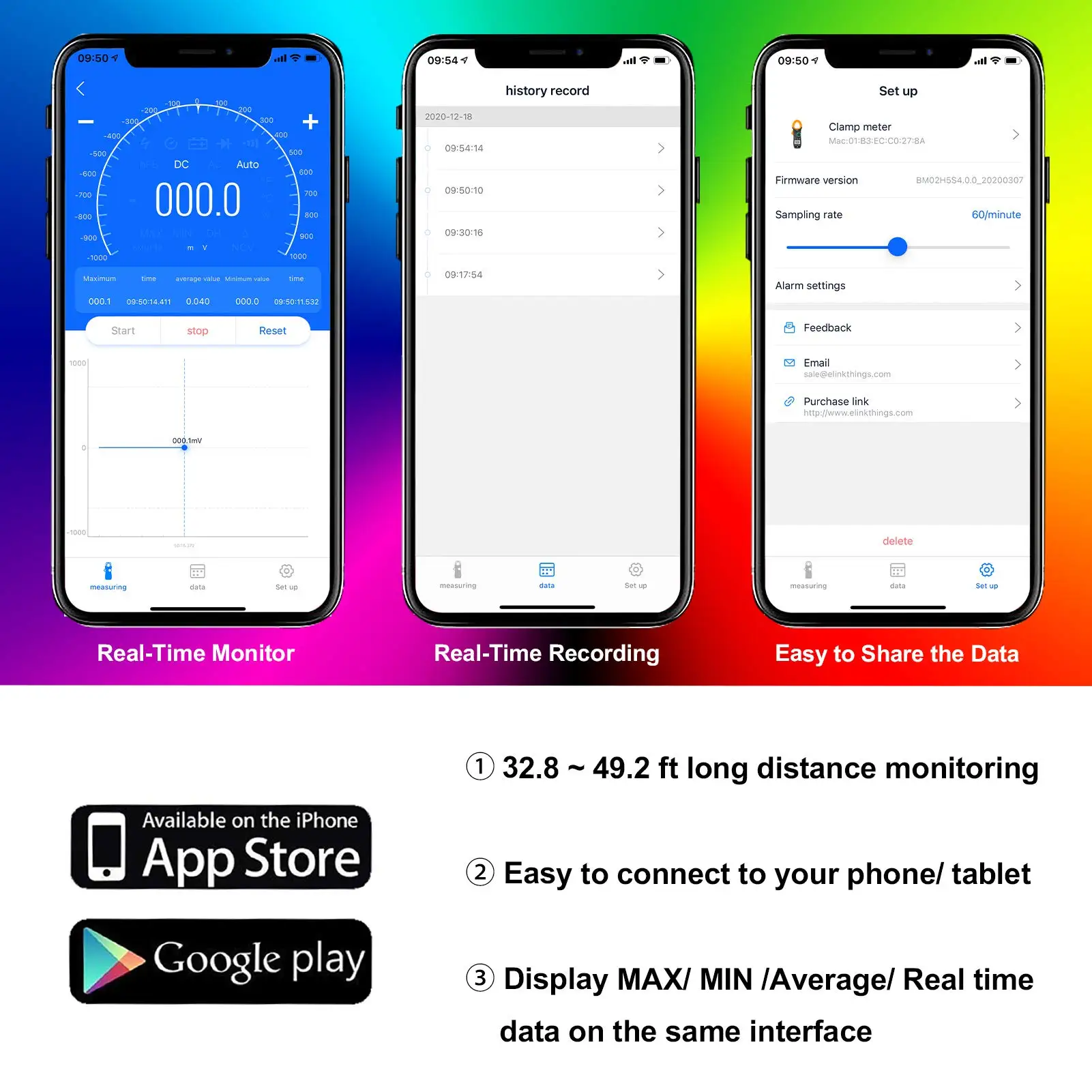 BT-7200APP TRMS 6000 Zählen Clamp Multimeter, Bluetooth Clamp Amperemeter für AC/DC Strom Spannung Widerstand Kondensator Frequenz