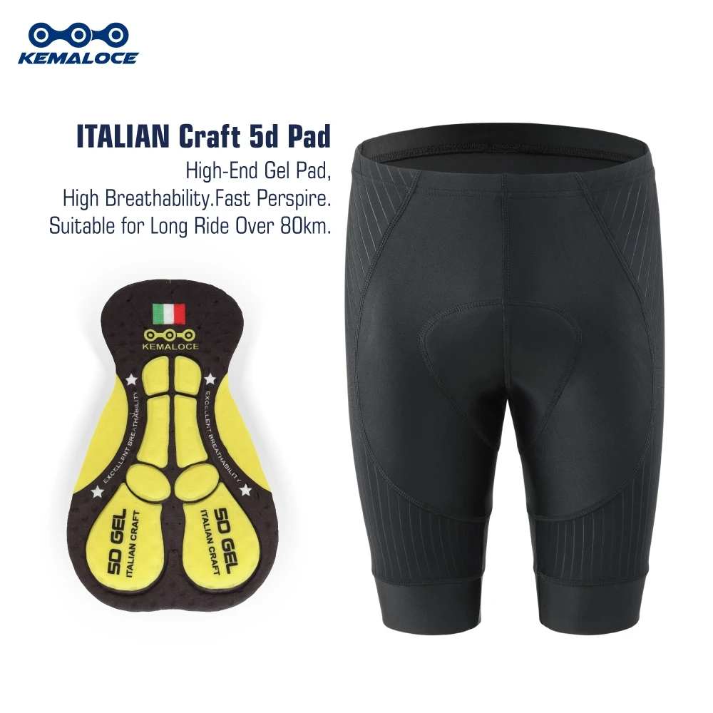 KEMALOCE Black Cycling Bib Shorts Men Shockproof 5D Gel Pad Bike Bib Shorts Reflective Men MTB Lycra Bicycle Tights Knicker