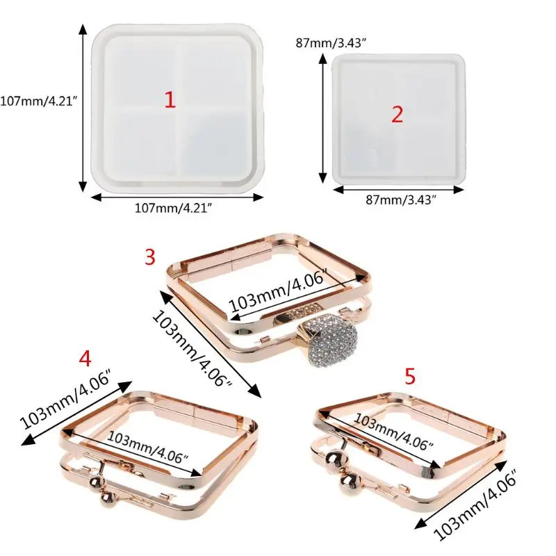 New DIY Clear Dynamic Liquid Square Quicksand Bag Silicone Mold Resin Casting Craft