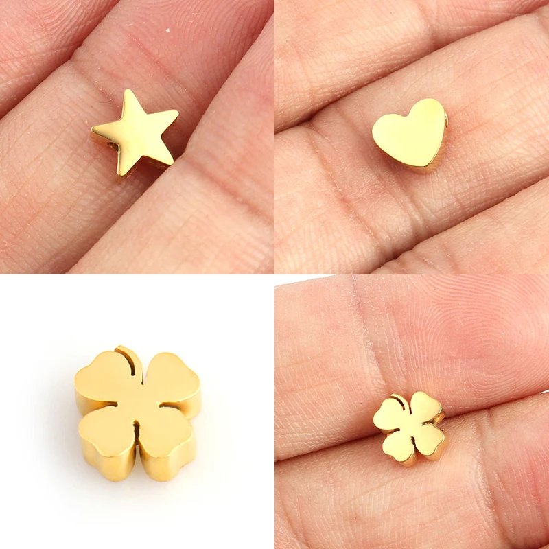 5pcs/lot High Quality Polished Stainless Steel Charms for Jewelry Making Star Heart Pendant diy Beads bracelets