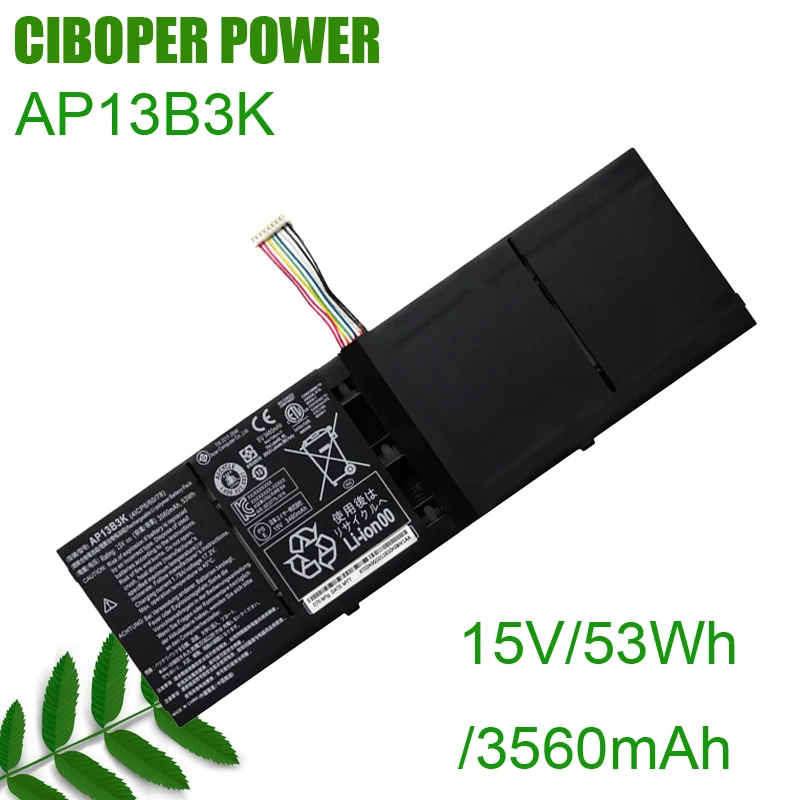 

CP Genuine Battery AP13B3K 53Wh/3560mAh AP13B8K For Aspire V5 R7 V5-573G V5-572G V5-552G V5-472G V5-473G M5-583P V5-572P R7-571