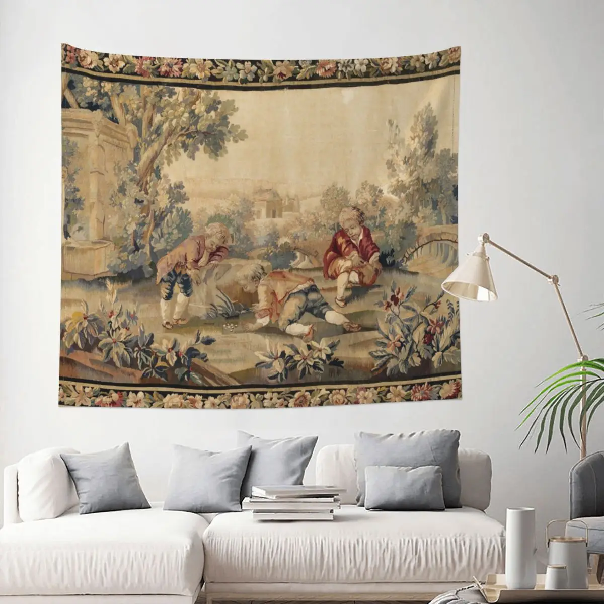 Aubusson Antique French Print Tapestry Bohemian Wall Hanging Vintage Room Decor Background Cloth Witchcraft Wall Tapestry