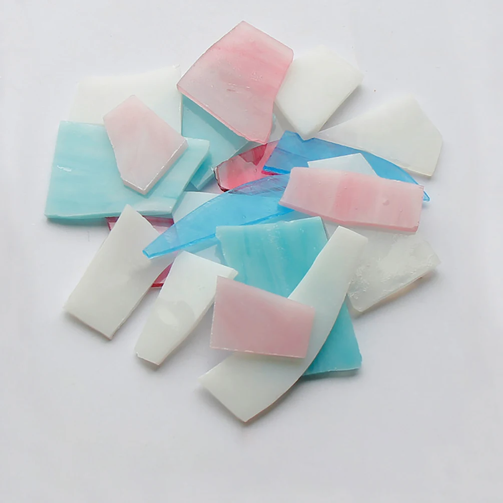 100g Irregular Mica Glass Mosaic Tiles Transparent Broken Glass Pieces for Craft DIY Wall Decorative Mosaic Materials