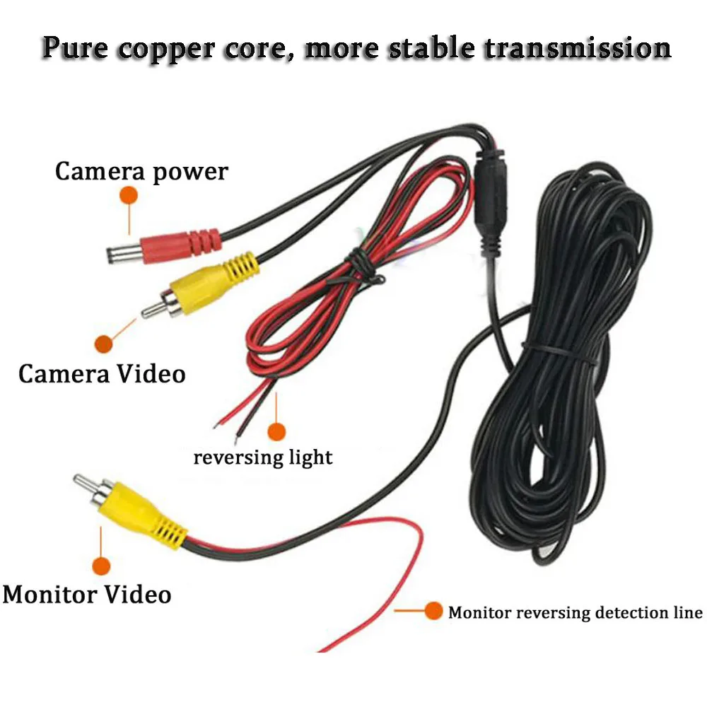 Car Reversing Video Camera Power Cable Universal Navigation Rear View Lotus Head AV Extension Cable More Stable Transmission