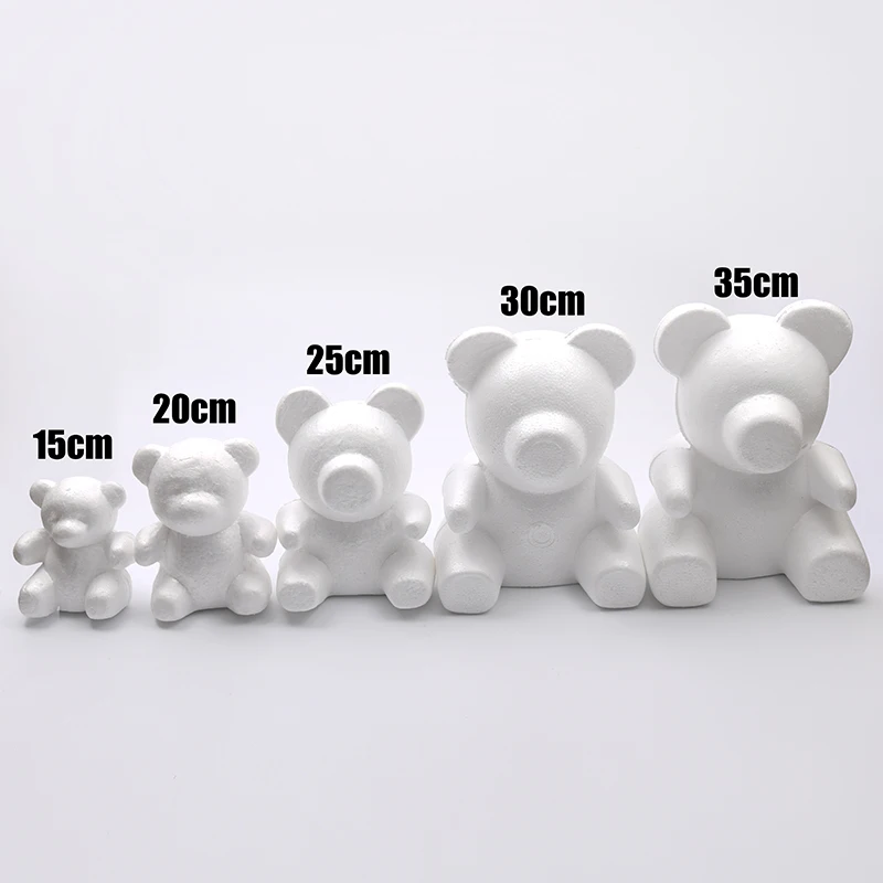 1pcs 15cm-35cm Various Sizes Foam Rose Bear Mold DIY For Gift Polystyrene Styrofoam Foam Ball Artificial Rose Flowers BeaR