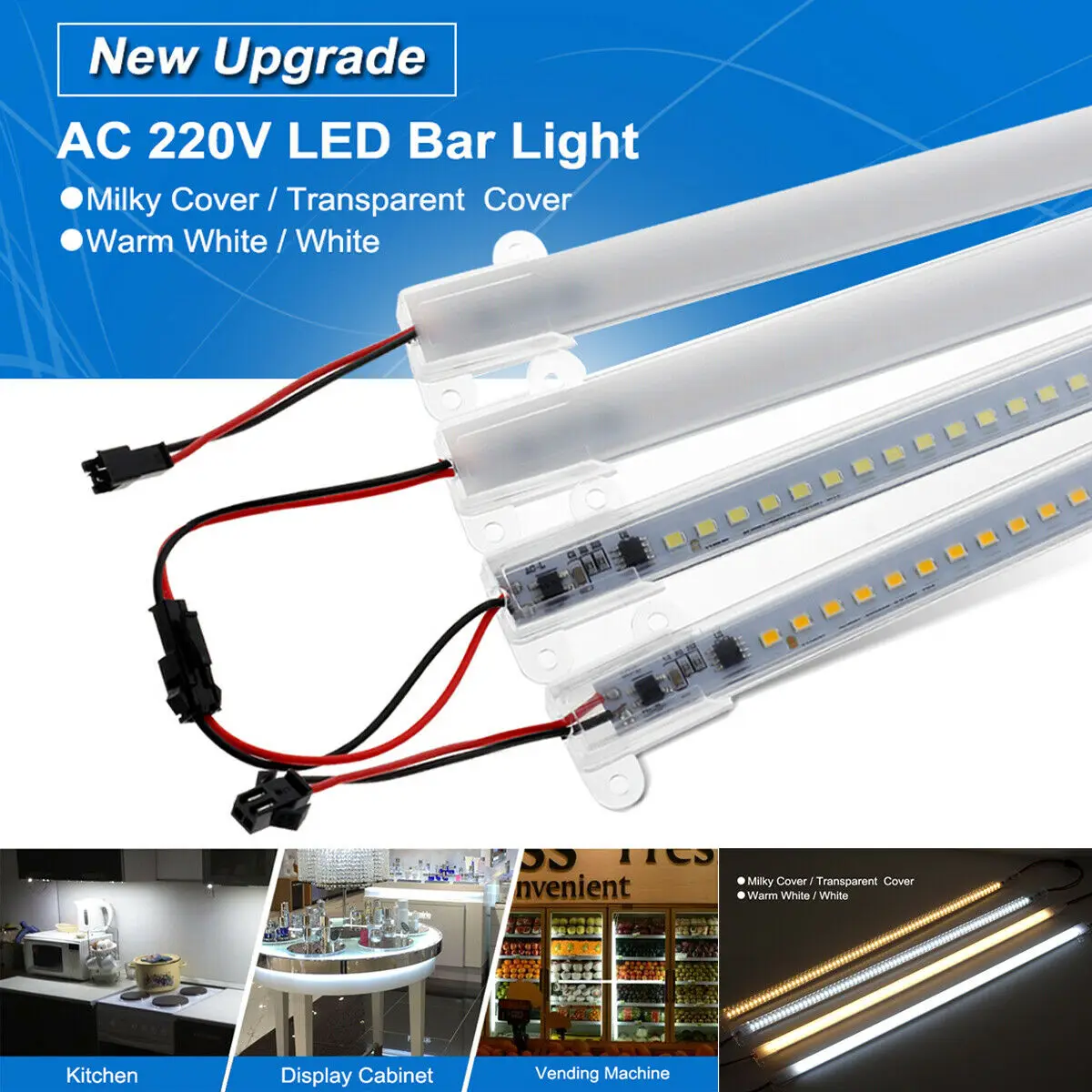 Imagem -03 - Led Rigid Strip Night Lamp sob Armários 72 Leds 30cm 40cm 50cm 8w com Interruptor on Off eu Plug Led Bar Lights Desk Bulb Entrega Rápida 6-9 Dias de Entrega Livre 220v