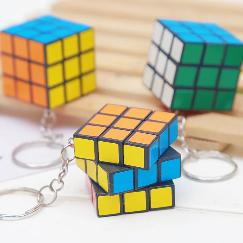 12 Pcs/Lot Children's Intelligence Magic Cube  3x3x3  Toy Puzzle Cube Toy Keychain Beginner Intellectual Toys For Children Kids