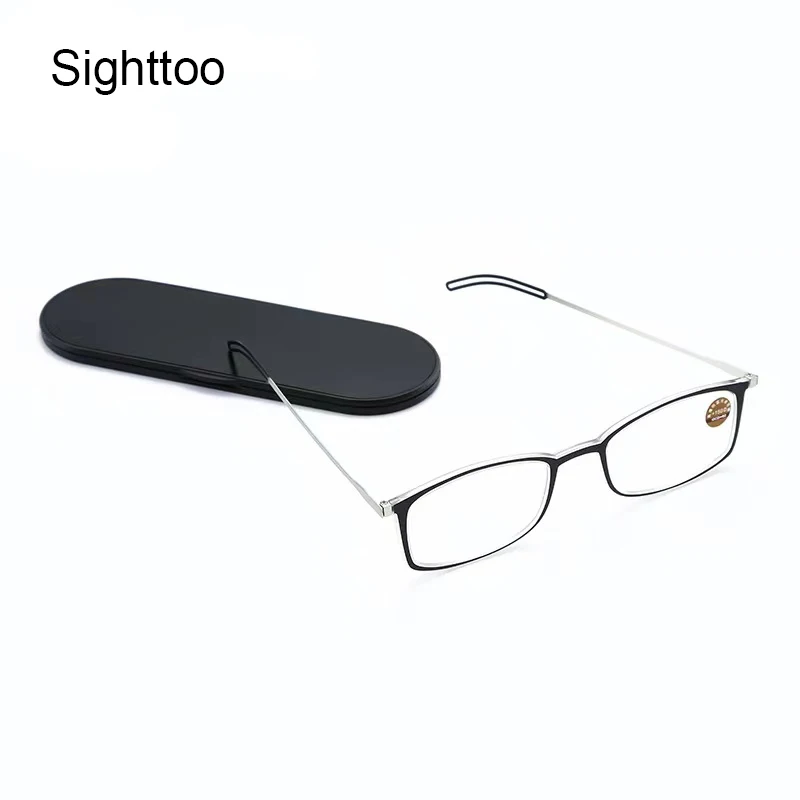 Sighttoo Anti Blue-Ray Universal Ultra-Thin Reading Glasses For Men And Women To Send Portable Mobile Phone Glasses Case +1.5