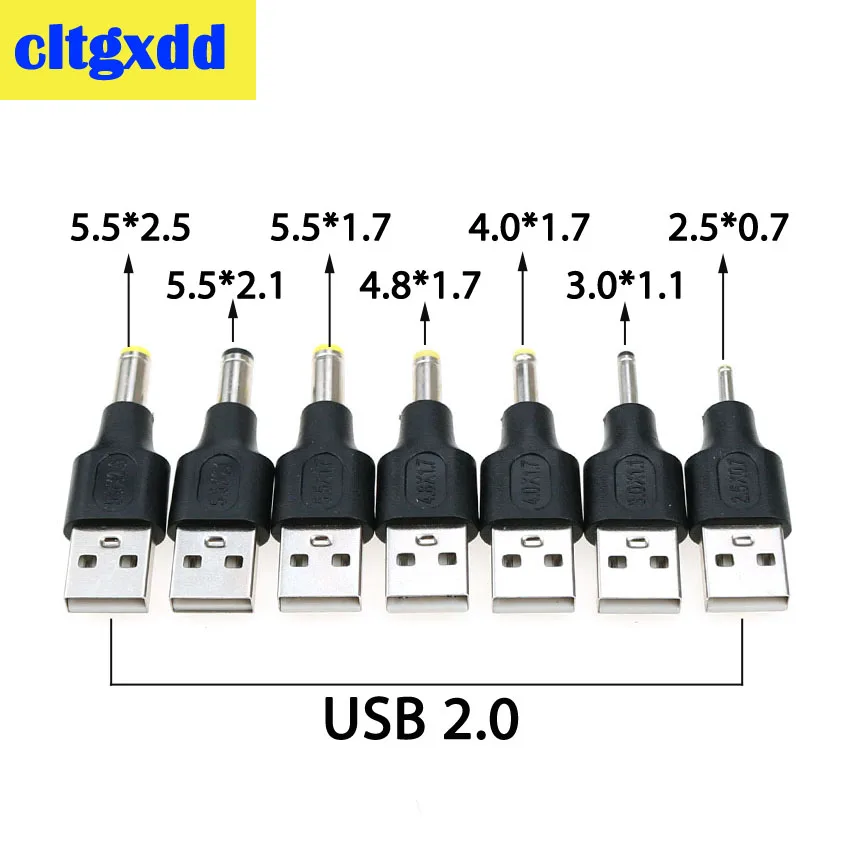 cltgxdd USB to DC Adapter Plug USB 2.0 Type A Male To 5.5*2.5 5.5*2.1 4.8*1.7 4.0*1.7 3.0*1.1 2.5*0.7 mm 5V DC Power Connector