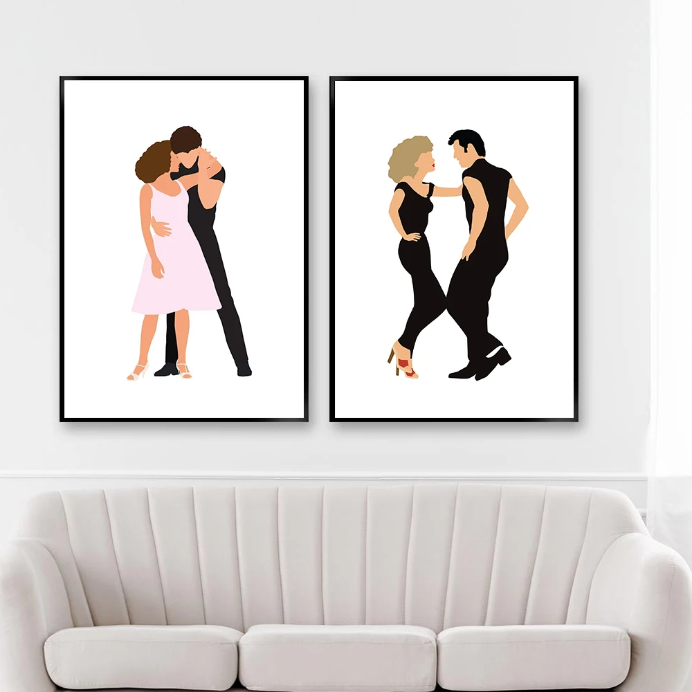 Pulp Fiction Poster Art Print Classic Movie Poster Abstract Minimalist Wall Art Dancing Canvas Painting Wall Pictures Home Decor