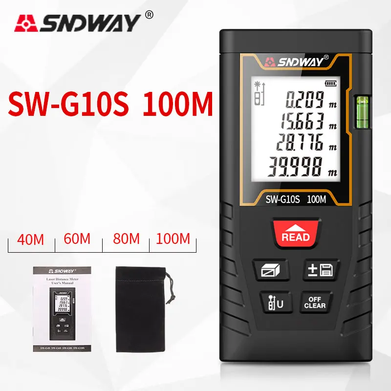 SNDWAY laser rangefinder 100M 80M 60M 40M measuring high precision infrared measuring tool measuring room distance ruler handhel