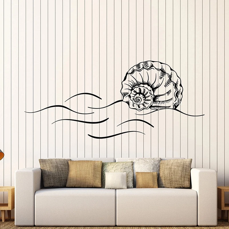 Beautiful Sea Spiral Shell Ocean Vinyl Wall Decal Beach Marine Style Art Bathroom Stickers Wall Decor Home Wallpapers LC1573