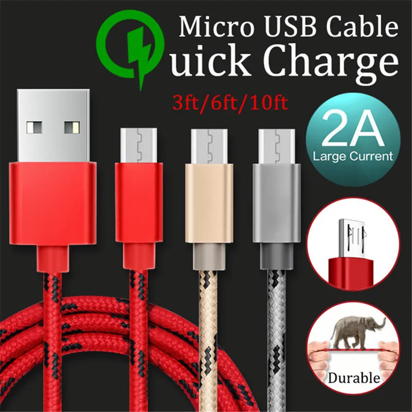 Micro USB Charging Cable For Huawei Y5P P Smart Plus 2019 Honor 7S 7A 7C 8A 8S Samsung A10 M10 M20 A750 J530 Braided USB Cable