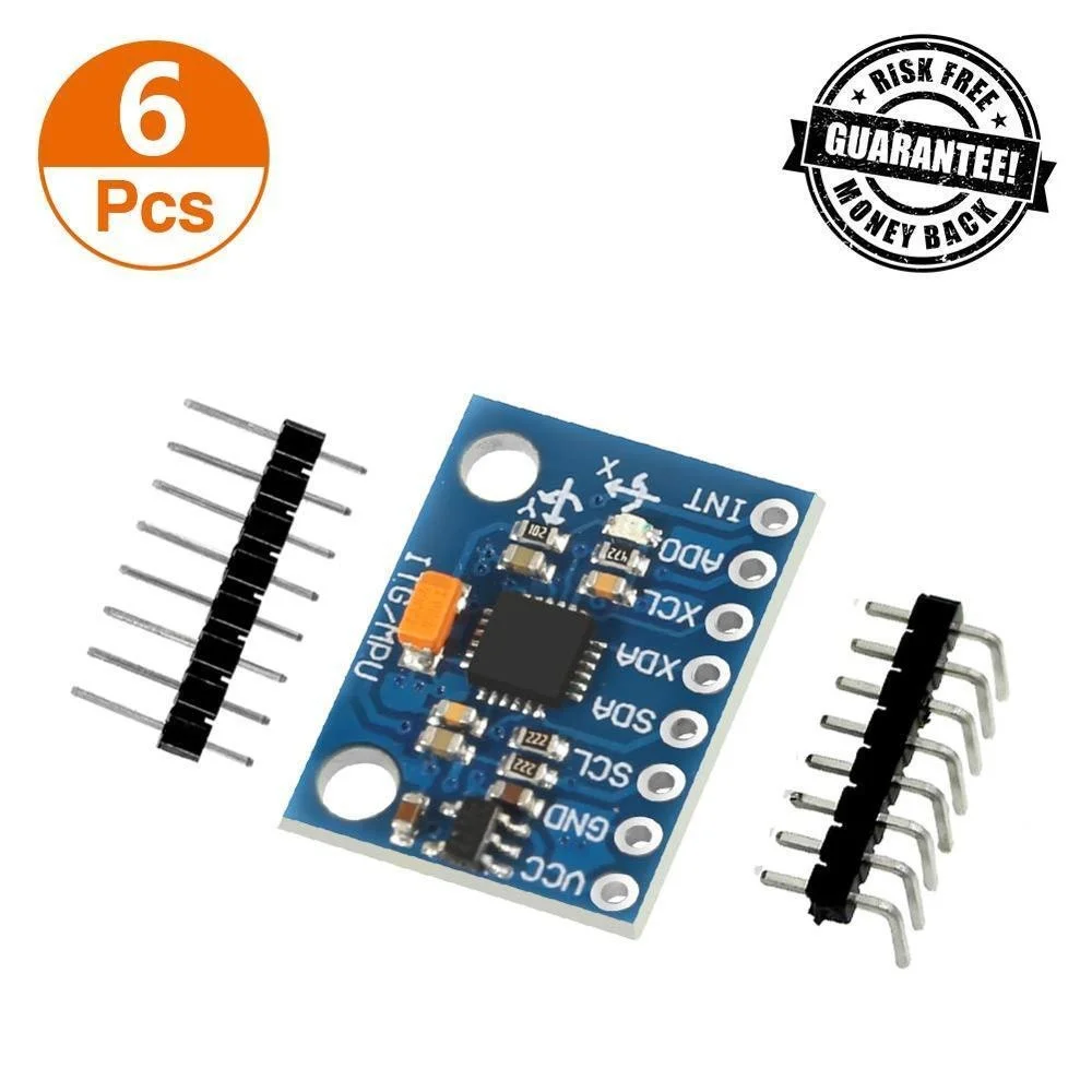 GY-521 MPU-6050 MPU6050 6 DOF 3 Axis Accelerometer Gyroscope Sensor Module 16Bit AD Converter Data Output IIC I2C for Arduino