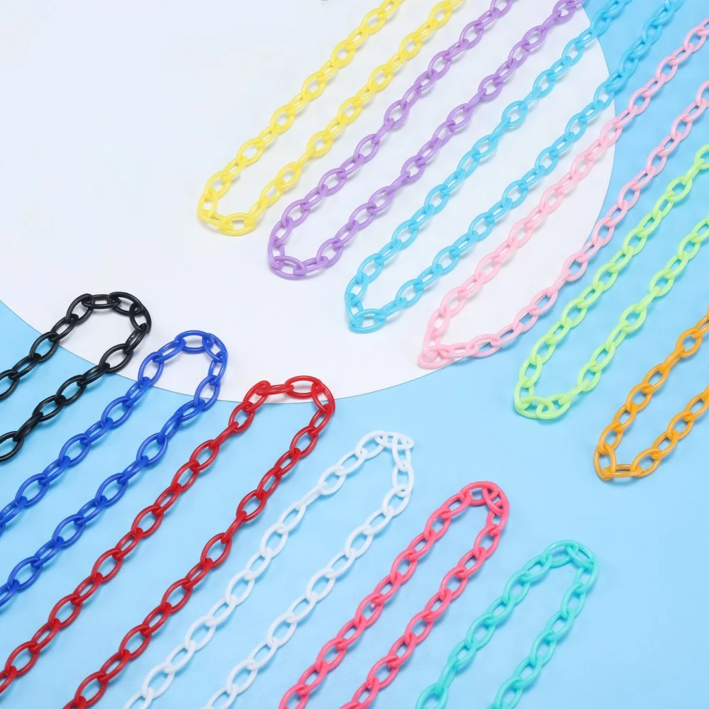 10pcs 50cm Colorful Acrylic Link Chain Lobster Clasp Keychains For Necklace Bracelet Making Colorful Chain Plastic Chain Links