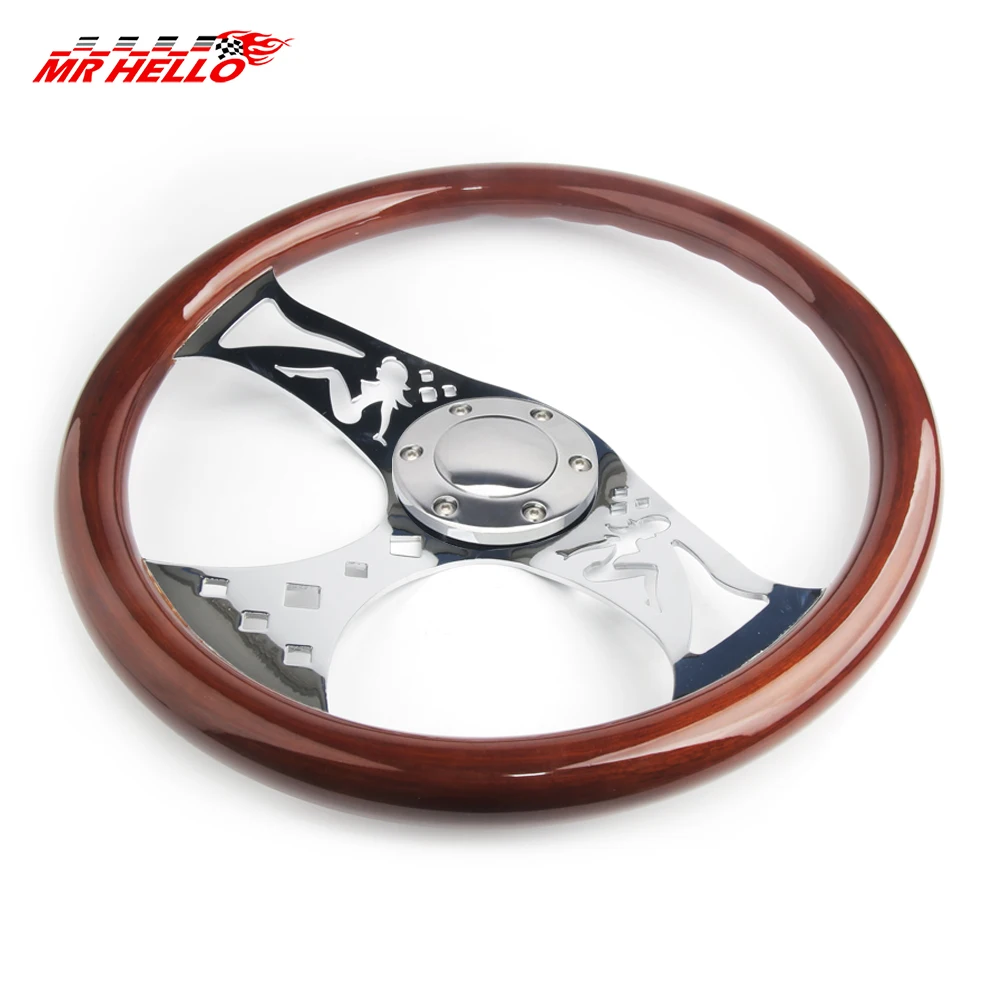 380mm 15 inch Universal Auto steering Wheel Drifting Steering Wheel Copy Wood Sports Turning Wheel