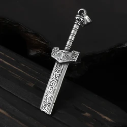 316L Stainless Steel Fashion Broken Sword Personality Domineering Pure Hand-made Men's Necklace Pendant Birthday Gift