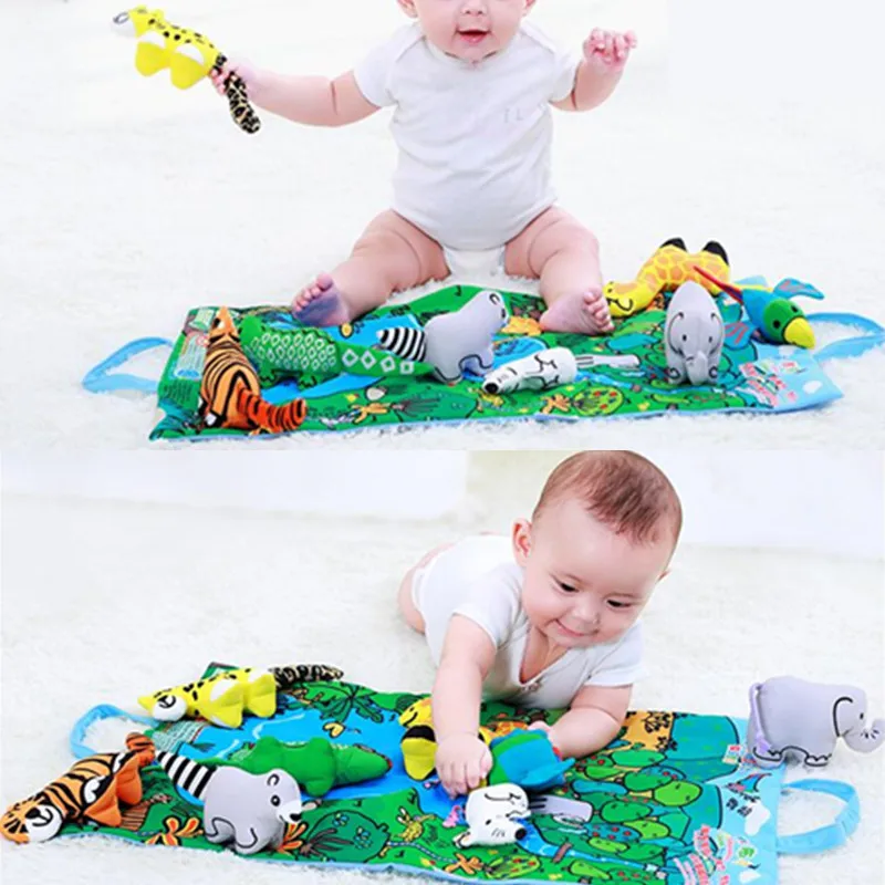 Baby Cloth Books Soft Activity Unfolding Cloth Animal Tails Book Infant Early Educational Toys for Children 0 12 24 Months Gift