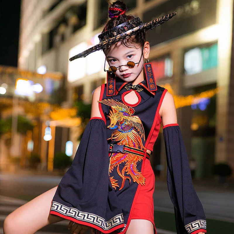 New Modern Street Dance Stage Performance Costumes Chinese Style Catwalk Show Outfits Girls Hip Hop Jazz Dance Clothing DQL5634