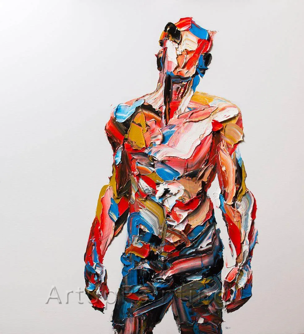 

Modern Abstract Palette Knife Figure Arcylic Painting Expressionist Art Heavy Texture Colorful Impasto canvas decoration salon