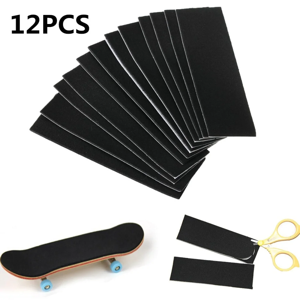 

12 Pcs Wooden Fingerboard Deck Uncut Black Foam Grip Tape Stickers 110mm x 35mm