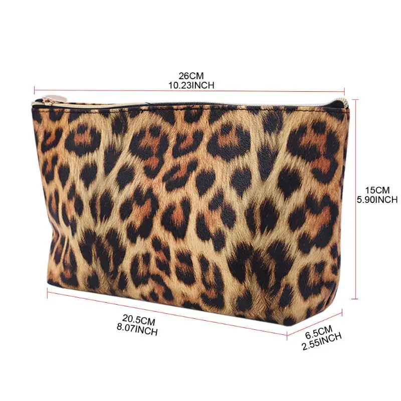 Neceser de viaje con estampado de leopardo, estuche de maquillaje, organizador de aseo, LX9F