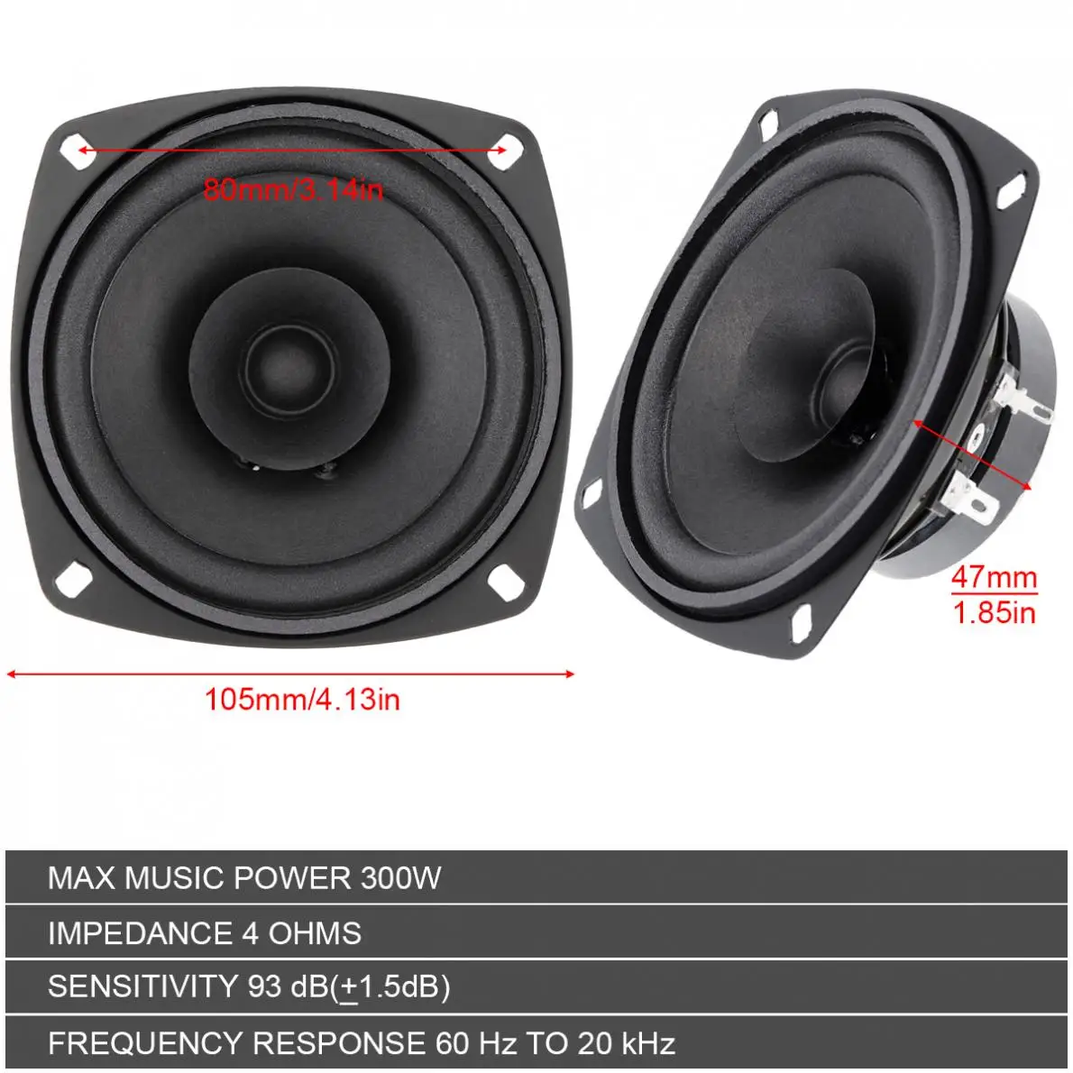 1 Piece 4 Inch 12V 300W Universal Car Coaxial Speaker Vehicle Door Auto Audio Music Stereo Full Range Frequency Hifi Speakers