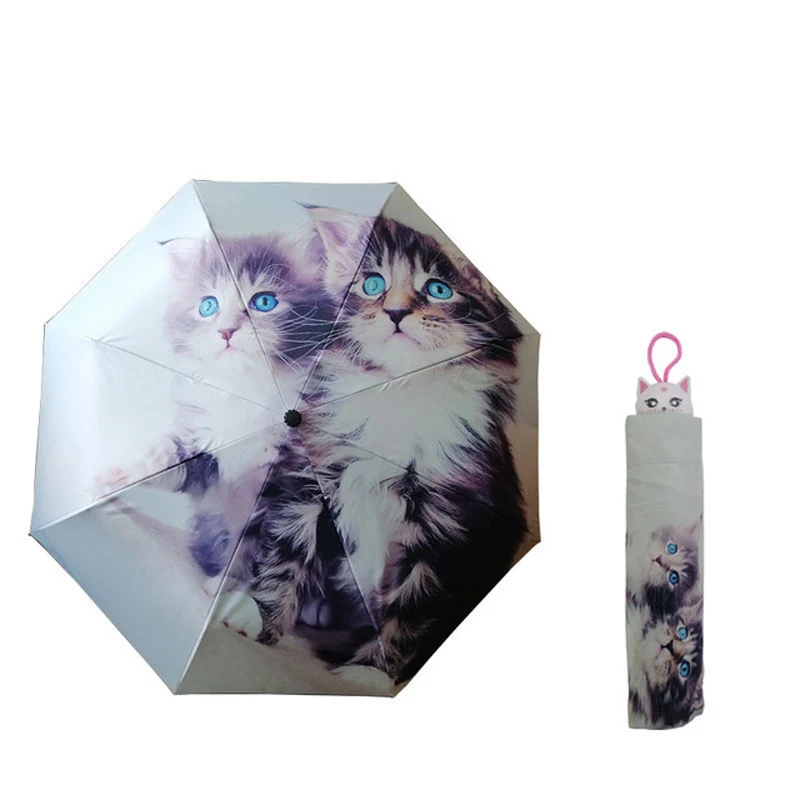 Cute Cat Dog Head Printing Umbrella Women Anti-uv Parosal Waterproof Men Umbrellas Creative Cool Cat paraguas Gift Dropship