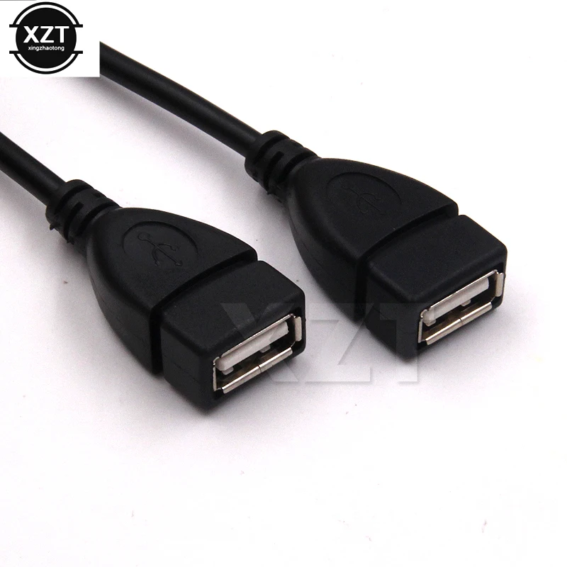 1PC USB 2.0 A 1 Male to 2 Dual USB Female Data Hub Power Adapter Y Splitter USB Charging Power Cable Cord Extension Cable 39CM
