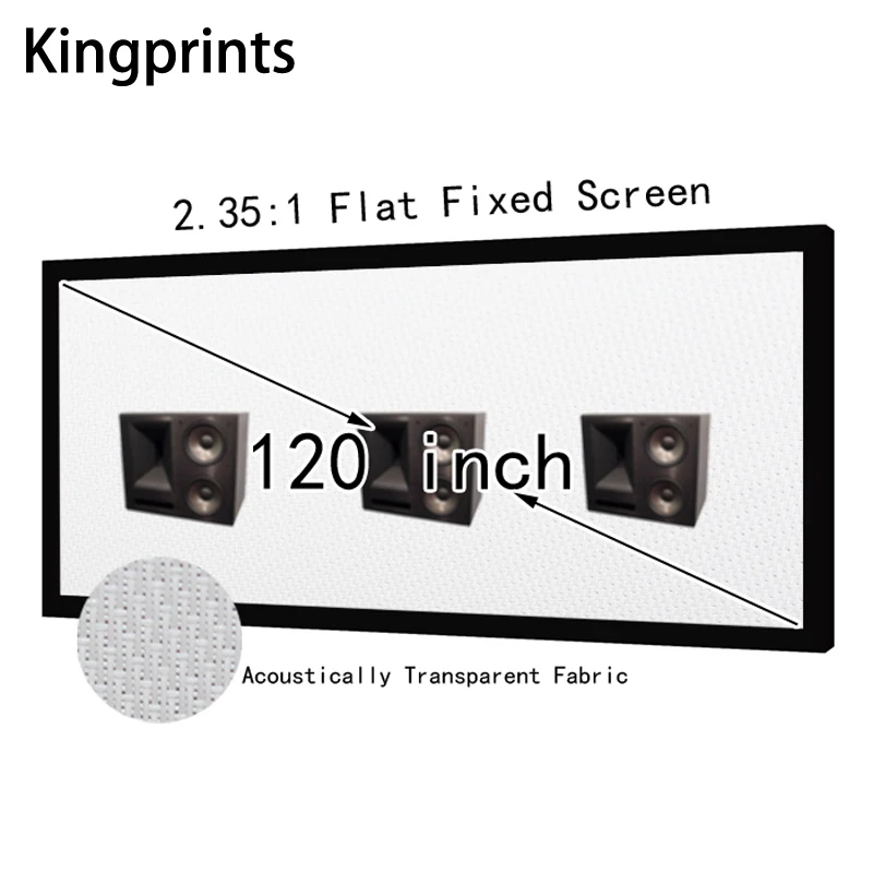 HD 120inch 2.35:1 AT Audio Transparent Projector Screen With 80mm Fixed Frame For Home Sound System