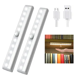 10LEDs Induction Light Motion Sensor Led Night Light USB Rechargeable or AAA battery Magnet Sensor Night Lamp for Wardrobe