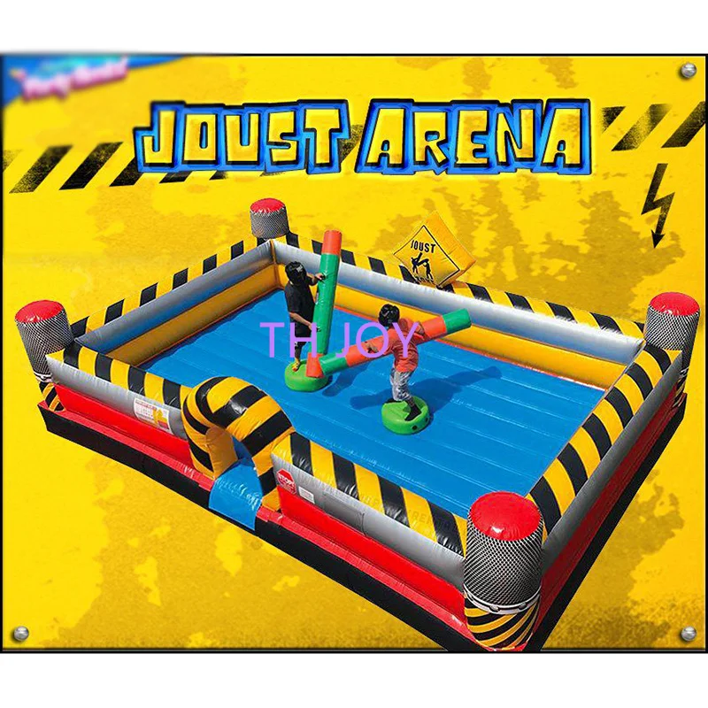 2024 new inflatable gladiator joust zone, adults and kids interactive pedestal joust game for sale