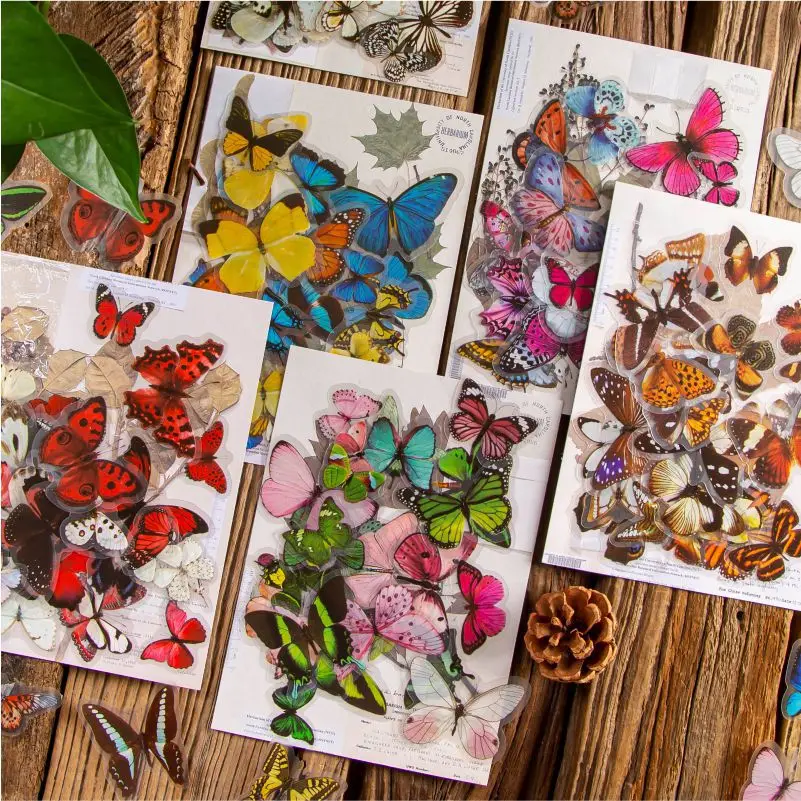 30pcs/lot Kawaii Stationery Stickers Butterfly Garden Diary Planner Decorative Mobile Stickers Scrapbooking DIY Craft Stickers