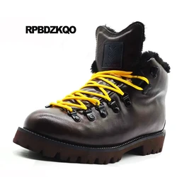 Plus Size 45 46 47 48 Mens Winter Boots Warm British Style Faux Fur Lined Designer Combat Waterproof Korean Shoes Booties Autumn