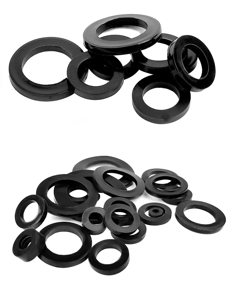 M3 M4 M5 M6 M8 M10 M12 M20 Black Plastic Rubber Flat Washer Plane Spacer Insulation Gasket Ring For Screw Bolt