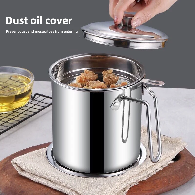 Obelix Stainless Steel Oil Strainer Pot Container Jug Storage Can With Filter Cooking Oil Pot For Kitchen Household Tools