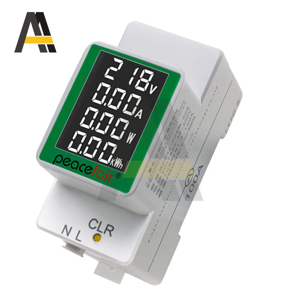 Multi-function AC Digital Display Rail Active Power Factor Energy Meter AC50-300V Rail Voltage Current Meter 100A AC Rail Voltme