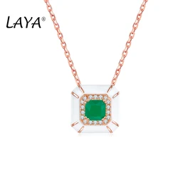 LAYA 925 Sterling Silver Fashion Created Crystal Glass Shining Zircon Handmade Enamel Necklace Set For Women Wedding Jewelry