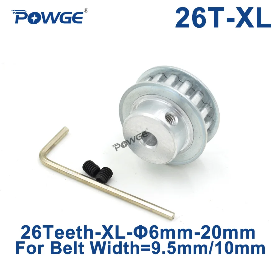 POWGE Trapezoid 26 Teeth XL Timing Synchronous pulley Bore 6/8/10/12/14/19/20mm for Belt width 10mm GEAR Wheel 26teeth 26T