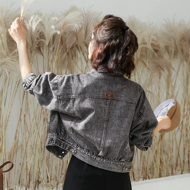 

Fried Street Denim Jacket Women Short Outerwear New Spring Autumn Cowboy Jacket Female Fashion Loose Jackets Denim Overcoat Lady