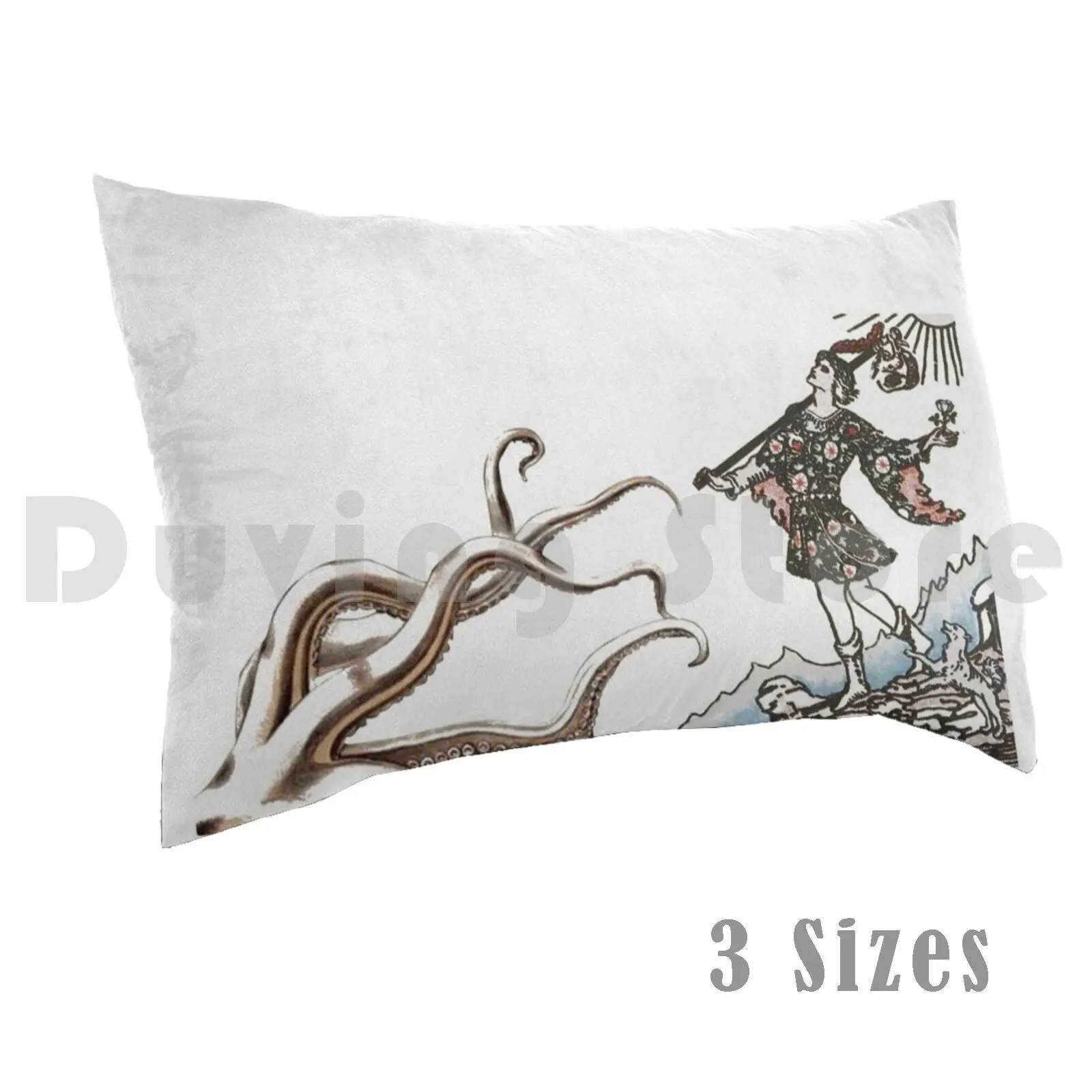 Eldritch Fool Pillow Case Printed 50x75 Fool Tarot Eldritch H P Tentacle Squid Octopus